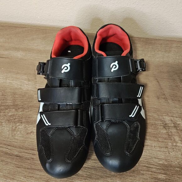Peloton Cycling Shoes EU 42 Look Delta 3-Bolt Black Red Ratchet Straps - Picture 2 of 12